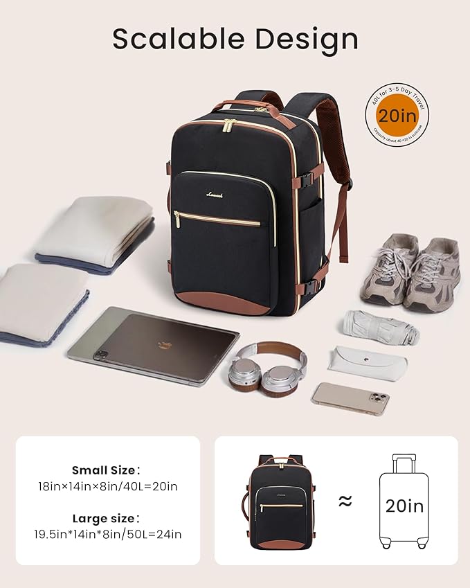 LOVEVOOK 56L Travel Backpack for Women & Men, Airline Approved Carry On Luggage with 3 Packing Cubes, TSA Overnight Bags, Waterproof Personal Item Bag, Weekender Essentials Backpacks fits 17" Laptop