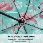 Travel Umbrella for Rain - Flamingo Windproof Compact Automatic Reverse Folding Umbrellas for Kids Women, Cute Small Auto Open Close Umbrella for Backpack, Commute, Car
