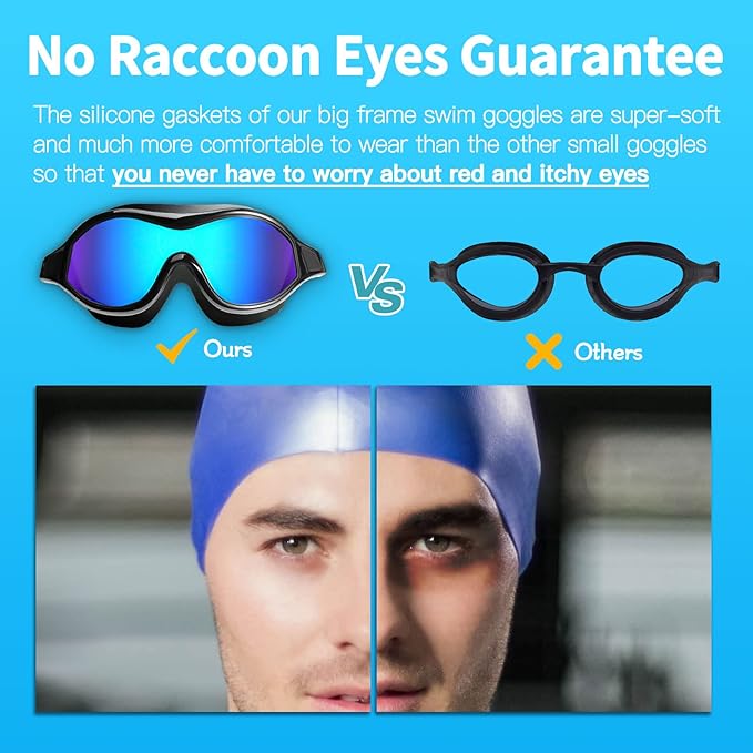 Swim Goggles No Leaking Anti-Fog Pool Goggles Swimming Goggles for Adult Men Women Youth, UV Protection 180° Clear Vision