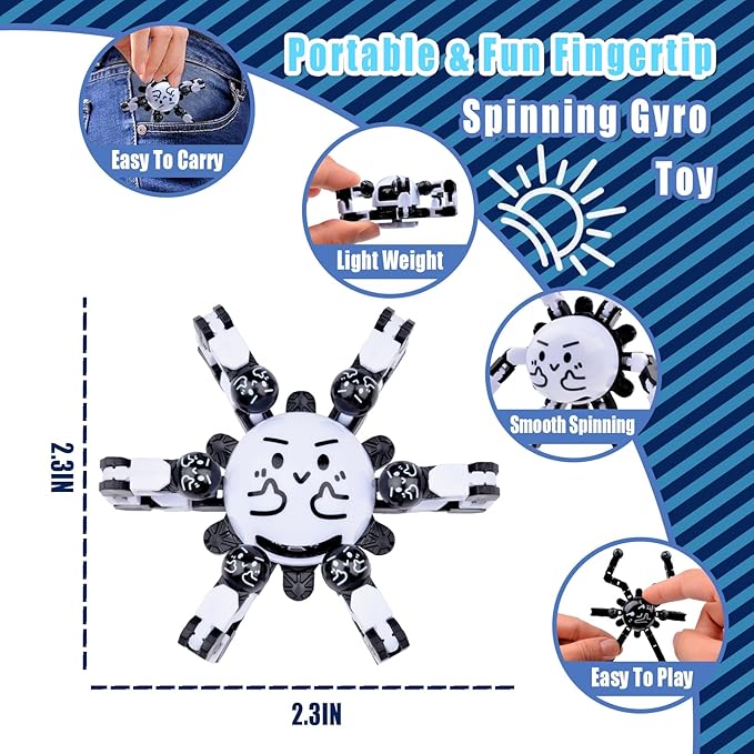 Transformable Fidget Spinners Toys for Adults and Kids,Cool Fingertip Gyros,Sensory Toys for Teens Boys Age 8-12 ADHD Autism Relief Stress Birthdays Gifts Party Favors Easter Travel Toys