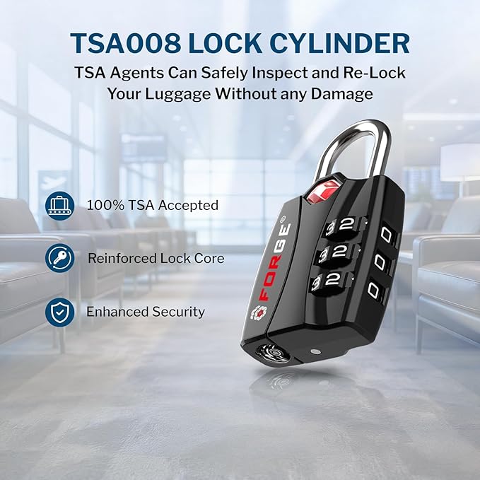 Forge TSA Approved Luggage Locks - Black 2 PK