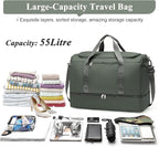 Extra Large Travel Duffle Bag,Carry on Overnight Weekend Bag with Shoes Compartment,Weekender Bags for Women for Travel Business Trips Sport Hospital,Dark Green