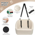 NEEZUKAR Dog Car Seat for Small Medium Dogs,Detachable Washable Dog Booster Seat Under 30lbs, Pet Car Seat Travel Bed with Storage Pockets and Dog Safety Belt (White)