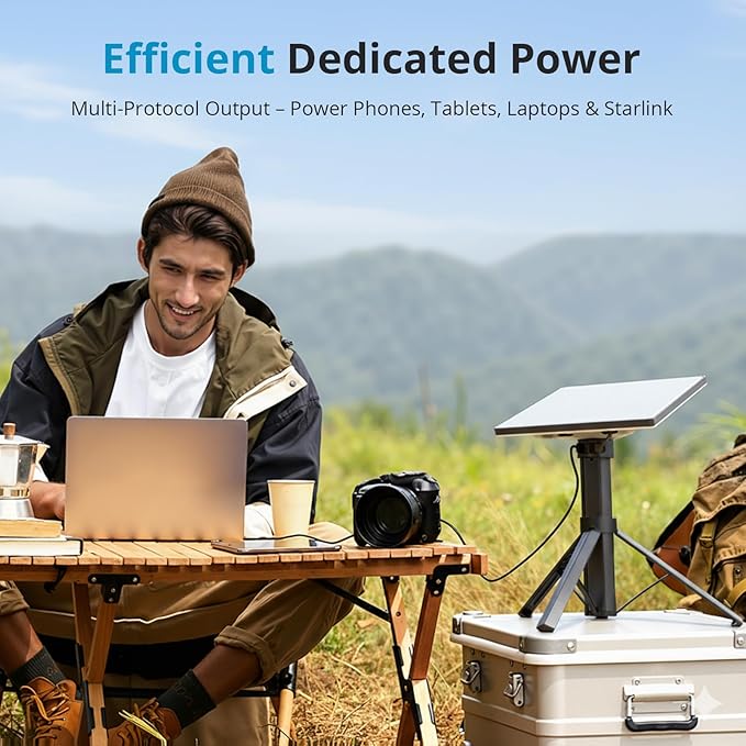 Elfcam - Portable 166Wh 45000mAh Battery Pack for Starlink Mini with Tripod Stand, IP67 Waterproof Power Bank, 6-Hour Runtime, USB-C Fast Charging & DC Output for Outdoor Camping Travel