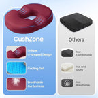 Donut Pillow Seat Cushion - Cooling Gel Donut Chair Cushions, Memory Foam Seat Cushion for Office & Home, Car Seat Cushion and Butt Pillow, Hemorrhoids Pillow and Tailbone Pain Relief, Red