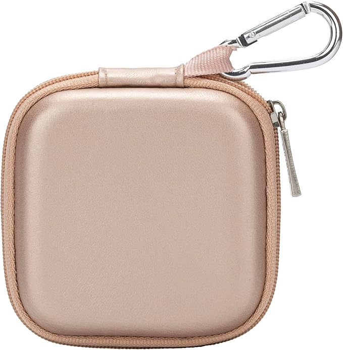 Ginsco Mini-Portable Hard Shell Square Earbuds Case for Apple EarPods/Samsung Galaxy Wired/Wireless Earbuds, Cell Phone Accessories Organizer with Carabiner for Earphones