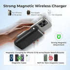 SHENMZ Magnetic Portable Charger 26800mAh for iPhone 17/16/15/14/13/12 with Built-in Cables， iWatch Charger，Wireless Power Bank for Apple Watch and for airpods,Galaxy, Android Phones(Black)