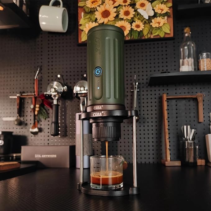 CERA+ Portable Espresso Machine 5-8 Cups per Charge, Self-Heating 20 Bar， NS Pods & Ground Coffee, Epresso Electric Travel Coffee Maker for Outing, Working, Camping