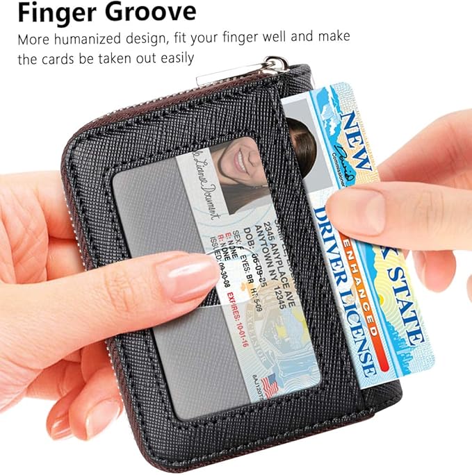 FurArt Zipper Wallet Women, RFID Blocking Credit Card Wallet, Business Card Holder, Compact Size KeyChain Wallet