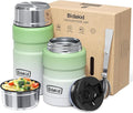 Insulated Food Jar Set – 25.4oz & 17oz Stainless Steel Containers with Folding Spoon and Carrying Bags – Leak-Proof, Keeps Food Hot or Cold for up to 12 Hours – Ideal for Work, School, Travel