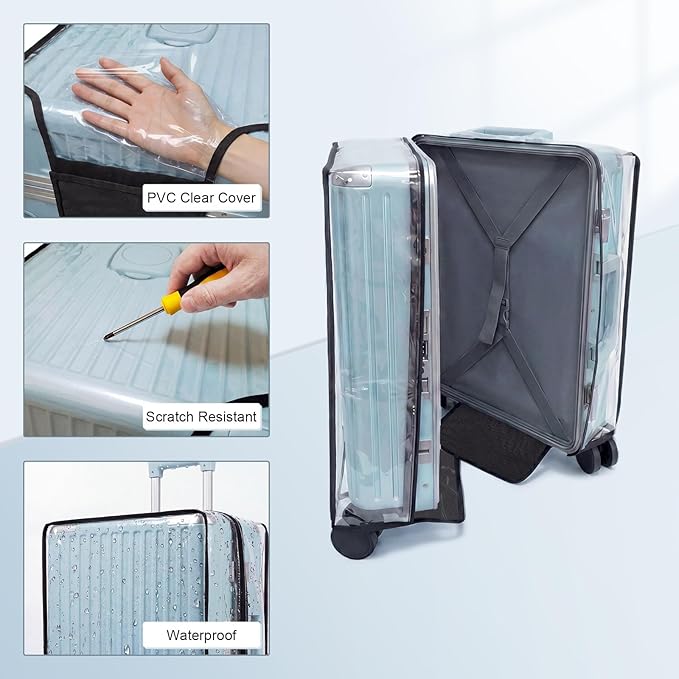 Krute Disassembly-Free Suitcase Cover 20 inch Luggage Cover PVC Waterproof Dustproof Anti-Scratch Transparent Travel Suitcase Protectors