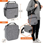 opux Premium Insulated Lunch Box, Soft School Lunch Bag for Kids Boys Girls, Leakproof Small Lunch Pail Men Women Work, Reusable Compact Cooler Tote Lunchbox for Office Adult, Light Grey