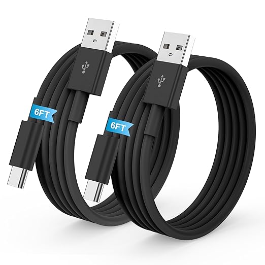 2Pack 6FT USB to USB C Cable for iPhone 17 16 15 Charger Cord, for Apple 17 16 15 Pro/Pro Max/Plus Type C Cord, for iPad Pro 12.9/11, Air 5th/4th Gen, Car Carplay Charging Cable for Android(Black)