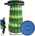 Spisces Upgraded Collapsible Stool with Cushion, 1000 lbs Capacity & 19.7-in High, Wider & Taller Heavy Duty Portable Telescoping Foldable Seat for Adults Camping, Travel, Music Festivals, Outdoors