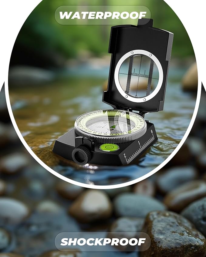 Sportneer Compass: Accurate Durable Lightweight Orienteering Compass with Strap and Carrying Case, Glow in The Dark Waterproof Hiking Essentials for Camping Backpacking, Best Survival Gifts for Kids