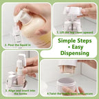 4 in 1 Travel Dispenser, Travel Bottles for Toiletries, Squeeze Leak Proof Dispenser Bottles with Scale and Label for Shampoo Lotion Shower Gel, Suitable for Travel, Camping and Gym(2 PC, White)
