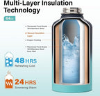 DYSANKY Insulated Water Bottle | Thickened Stainless Steel Vacuum Metal | Portable Sports Half Gallon Large Water Jug for Gym and Hiking with Straw, Carrier Bag, Handle Strap | BPA-Free 64 oz