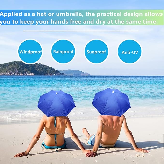 3 Pack Umbrella Hat, Sports Head Umbrella Hats for Adult Women, 26" Diameter Folding Waterproof Rainbow Fishing Headwear for Outdoor Party Beach Hiking