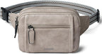 LATMAP 3L TRIPLE ZIP Fanny Packs Belt Bag For Women Men Crossbody Waist Pack Sling Chest Bum Travel Bag Purse Faux Leather Fashion Cute Grey