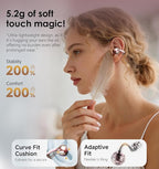King Lucky Clip-On Earbuds Gen 3, Open-Ear Wireless Bluetooth 6.0 Headphones with Mic, Secure Fit for Small Ears & Glasses Wearers, 50H Playtime, ENC, IPX5 Waterproof Sport Ear Buds (Pink)