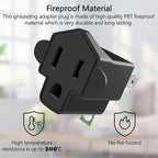 4 Pack 3-2 Prong Adapters Grounding Adapter JACKYLED 3-Prong to 2-Prong Adapter ETL Listed Fireproof Material 392℉ Resistant Heavy Duty Wall Plugs for Household Appliances Industial, Black