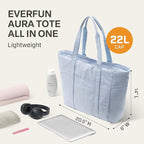 Everfun Large Tote Bag for Women, Ultra Soft Gym Tote, Everyday Yoga Washable Bag with Zipper, Travel, Beach, Laptop Work