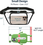 Veckle Clear Fanny Pack Stadium Approved - Adjustable 33-47 Inch Strap, Transparent Belt Bag for Women Men Fits 7.5-inch Smartphone, Waist Bag Clear Bag for Stadium Events, Sport, Concerts, Black