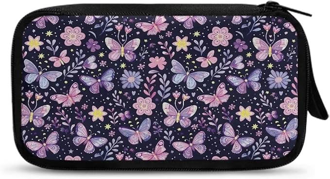 Purple Butterfly Electronic Organizer Cable Organizer Bag Travel Bag Cable Organizer Pouch Electronic Accessories Carry Case for SD Card Charger Phone Earphone Tech Pouch
