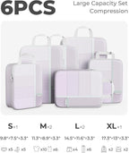 Percover Compression Packing Cubes 6-Piece Set, Packing Cubes Compression for Travel with Multi-Size Organization, Travel Organizer for Carry On & Checked Luggage, Purple