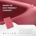 ALLIVE passport holder for travel family of 4, RFID Blocking Passport Wallet Document Organizer for Women & Men, Genuine Leather Cover with AirTag holder, Airport Essentials, Travel Gift (Rose Pink)