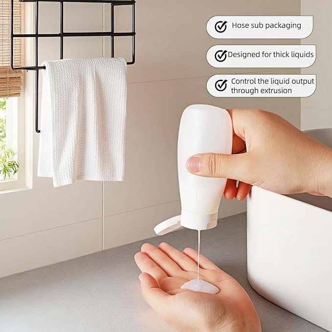 Chinshwehaw Portable Travel Bottles Set, Silicone Squeeze Containers, White, 3-Pack (30ml, 60ml, 100ml), Leakproof, Wide Mouth Design, BPA-Free, TSA Approved for Toiletries, Shampoo, Lotion (White)