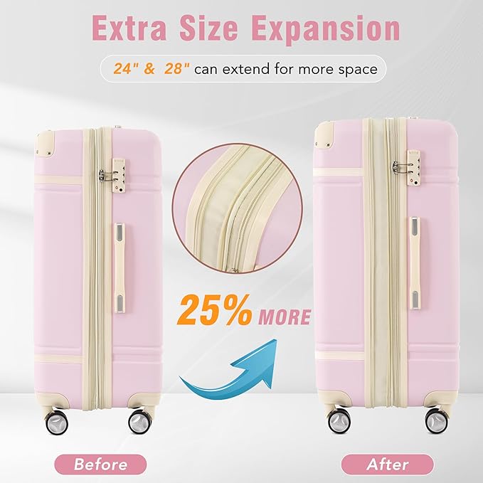 Hardshell Luggage Sets 4Pc with TSA Lock ABS Suitcase Hardshell Luggage Set