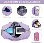 Duffle Bag for Travel, Weekender Bag with Shoe Compartment, Carry On Overnight Bag for Women with Toiletry Bag, Gym Bag with Wet Pocket, Hospital Bags for Labor and Delivery Beige