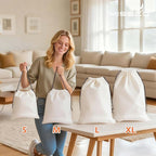 MISSLO Cotton Breathable Dust-proof Drawstring Storage Pouch Bag (Pack 3 M)