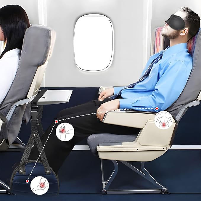 Portable Airplane Foot Hammock,Ergonomic Travel Foot Rest for Long Flights,Must-Have Airplane Travel Essentials