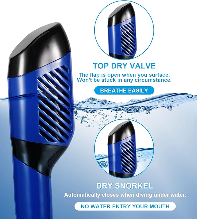 Aegend Snorkeling Gear for Adults Youth Kids, Snorkel Mask with Top Dry Valve - Panoramic View Anti-Leak and Anti-Fog with Mesh Bag for Snorkeling, Scuba Diving, Freediving & Swimming