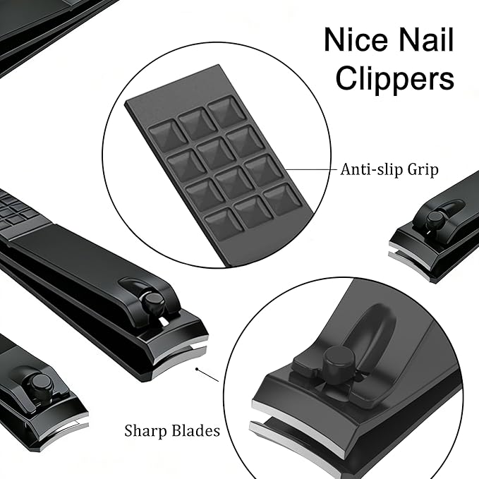 Premium 26-in-1 Manicure & Pedicure Kit – Stainless Steel Nail Clippers Set with Brown PU Leather Travel Case for Men & Women