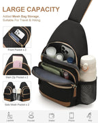 Capolo Sling Bag for Women Men Waterproof Crossbody Bags for Women Trendy Casual Fanny Pack with Convertible Shoulder Strap Chest Bag for Travel Hiking(Black, Large)
