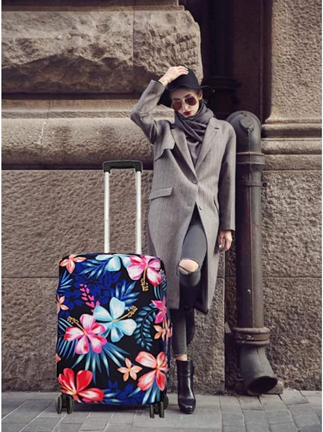 Suitcase Cover, Carry on Luggage Cover Protector - Travel Elastic Spandex Luggage Covers Fits 26 to 28 Inch Flower