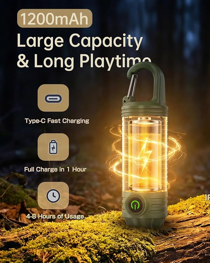 LED Camping Lights,Rechargeable Camping Lantern, 3-in-1 LED Lantern with 1000 Lumens, Led Lantern,Waterproof & Portable, SOS & 3 Light Modes for Emergency, Outdoor, Hiking, Power Outages,Night Walking