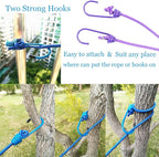 Adjustable Elastic Clothesline with Clips and Positioning Balls Portable Retractable Windproof Laundry Hanging Rope for Travel Camping Indoor Use Anti-Skid Washing Line with Drawstring Bag Purple