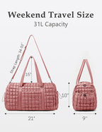 Quilted Travel Duffle Bag for Women Medium Weekender Bag Puffer Overnight Bag Large Soft Puffy Duffel Bag Carry-On Gym Bag Lightweight Personal Item Travel Bag for Trips Business Sport Airplane
