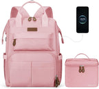 Maelstrom Travel Backpack for Women Men,Laptop Backpack Fits 15.6-17.3 Inch Laptop, Nurse/Work Bag with Insulated Lunch Box (Pink)