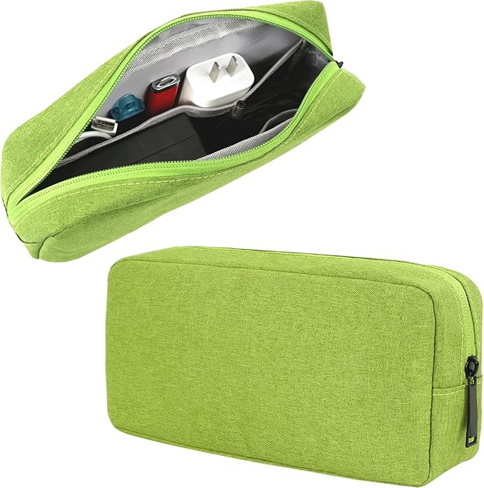CAAORDKSO Electronics Organizer Case, Cable Organizer Bag Waterproof Electronic Accessories Case Travel Electronic Carrying Bag for Cable, Cord, Charger, Phone, Power Bank, Earphone (Big-Green)