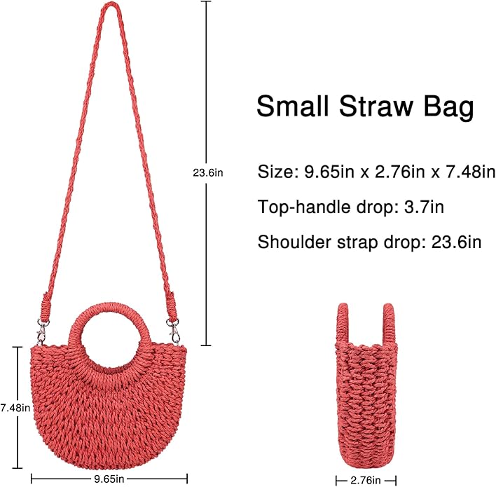 Womens Straw Beach Bag Woven Crossbody Shoulder Bags Top Handle Satchel Handbag Purse for Summer
