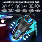 【Apple MFi Certified】iPhone 17 Car Charger, Caiinei 4.8A USB Car Power Cigarette Lighter Adapter USB-C Carplay Fast Charger + 6FT Type-C Cord for iPhone 17/17 Air/17 Pro Max/16/15/Galaxy S25/S24/Pixel