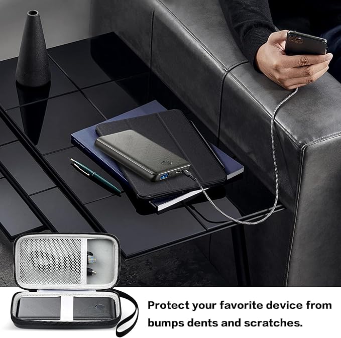 Case Compatible with Anker Portable Charger, 313 Power Bank (for PowerCore Slim 10K) / 523 Power Bank (Slim 10K PD) 10000mAh Battery Pack. 10K Battery Pack Storage Holder Bag (Box Only)- Black