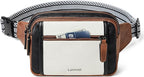 LATMAP 3L TRIPLE ZIP Fanny Packs Belt Bag For Women Men Crossbody Waist Pack Sling Chest Bum Travel Bag Purse Faux Leather Fashion Cute Black