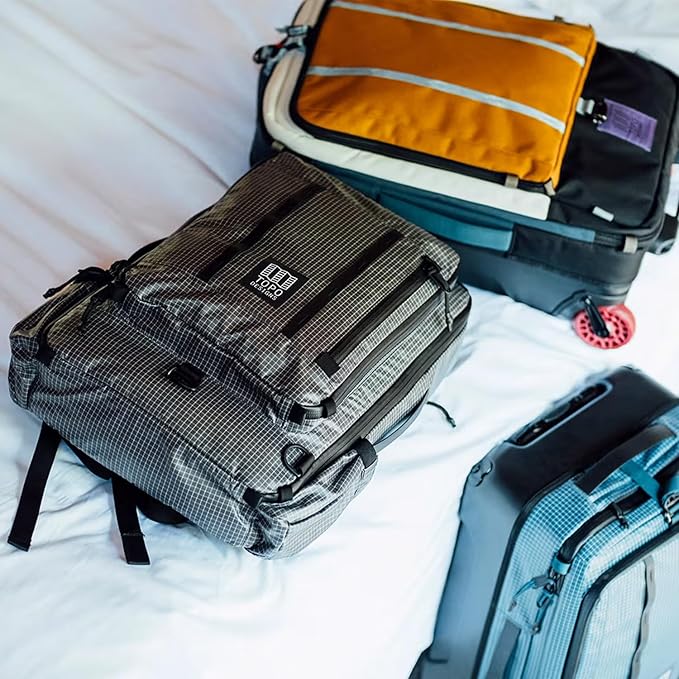 Topo Designs Global Travel Bag 30-40 Liter - Carry-on Compliant Versatile Pack, 3 Carry Options, External Laptop Sleeve (Eco-Friendly, 30L, Apex Black)