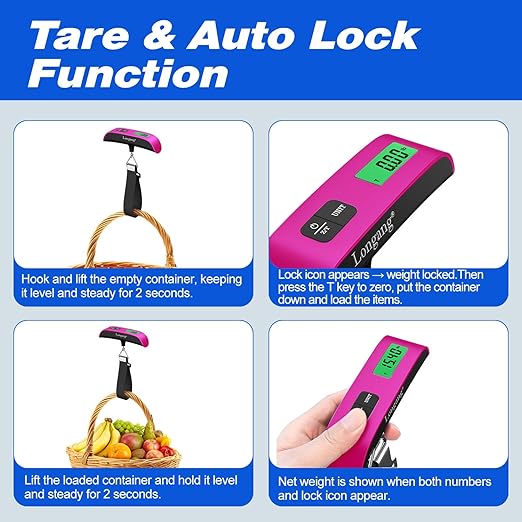 Digital Hanging Luggage Scale with Backlit for Travel, Portable Handheld Suitcase Weight Scale with Hook, 110 Pounds, Battery Included
